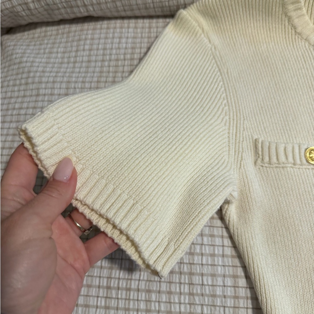 H&M Cream Ribbed Knit Button-Front Mini Dress - Picture 6 of 12